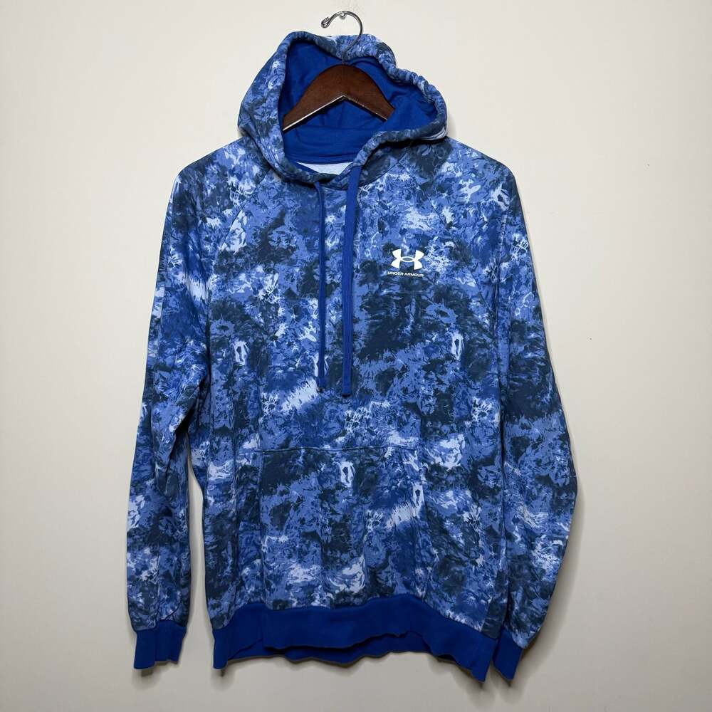 Men’s Under Armour Blue Tie Dye Loose Fit Hoodie Size Medium